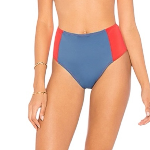 Solid & Striped Jessica Bikini Bottom Swim Color-Block In Red Slate & Blue Large - Picture 1 of 12